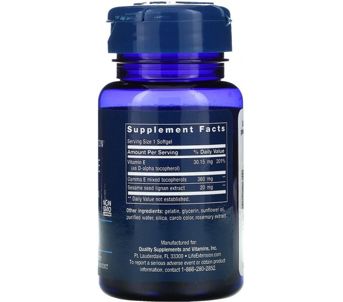 Life extension Gamma E Mixed Tocopherols 60 softgels