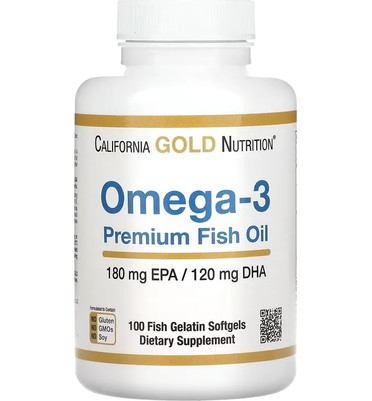 California Gold Nutrition, Omega-3 Premium Fish Oil, 100 Fish Gelatin Softgels