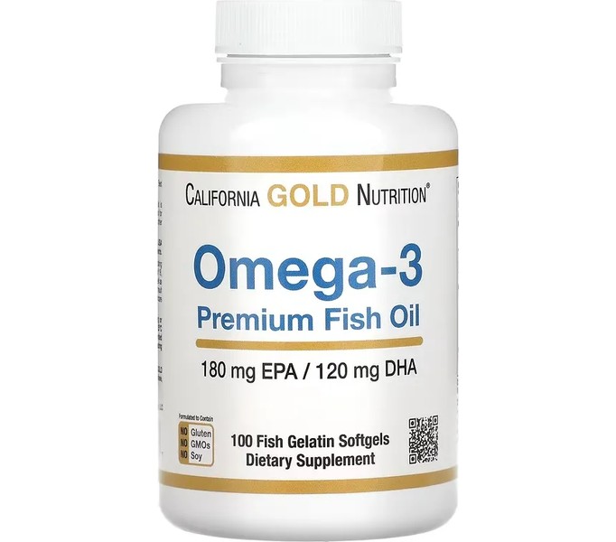 California Gold Nutrition, Omega-3 Premium Fish Oil, 100 Fish Gelatin Softgels