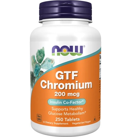 NOW  GTF Chromium 200 мкг 250 Таблетки