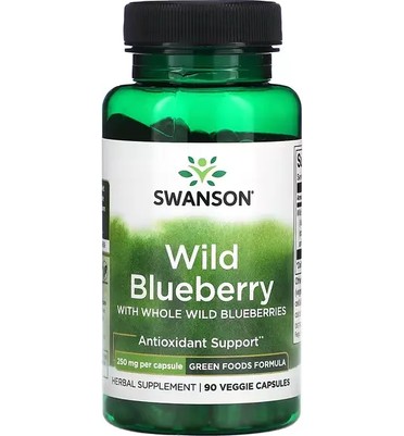 Swanson, Wild Blueberry with Whole Wild Blueberries, 250 mg, 90 Veggie Capsules