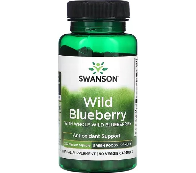 Swanson, Wild Blueberry with Whole Wild Blueberries, 250 mg, 90 Veggie Capsules