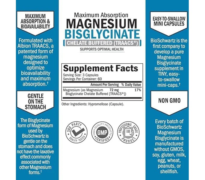 BioSchwartz, Magnesium Bisglycinate Capsules, 180