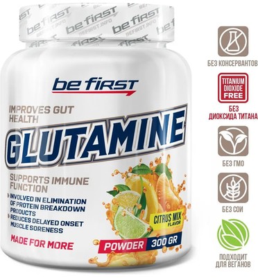 BeFirst, Glutamine powder, 300гр (цитрусовый микс)