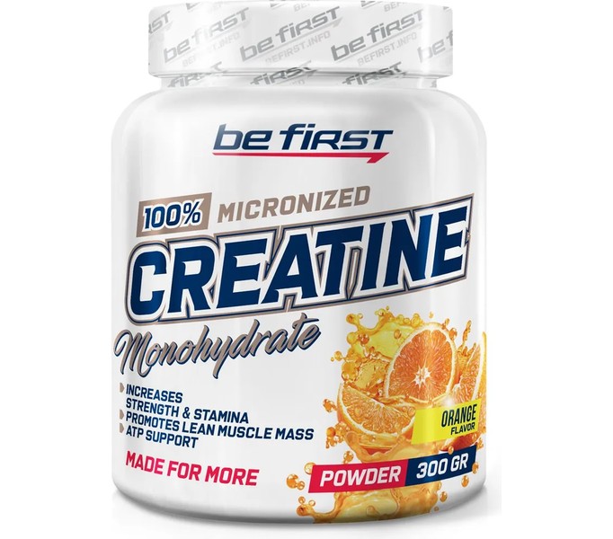 BeFirst, Micronized Creatine Monohydrate Powder (300 г) (апельсин)