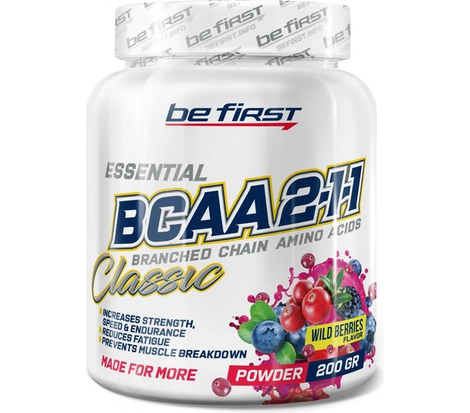 BeFirst, BCAA 2:1:1 Classic powder, 200г (лесная ягода)